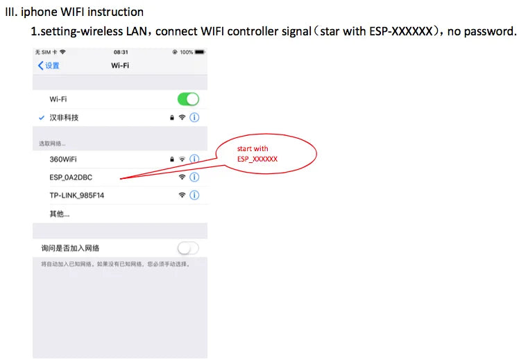 MPPT Solar Charge Controller, Connect to Wi-Fi signal starting with ESP-XXXXXX without password and scan for networks.