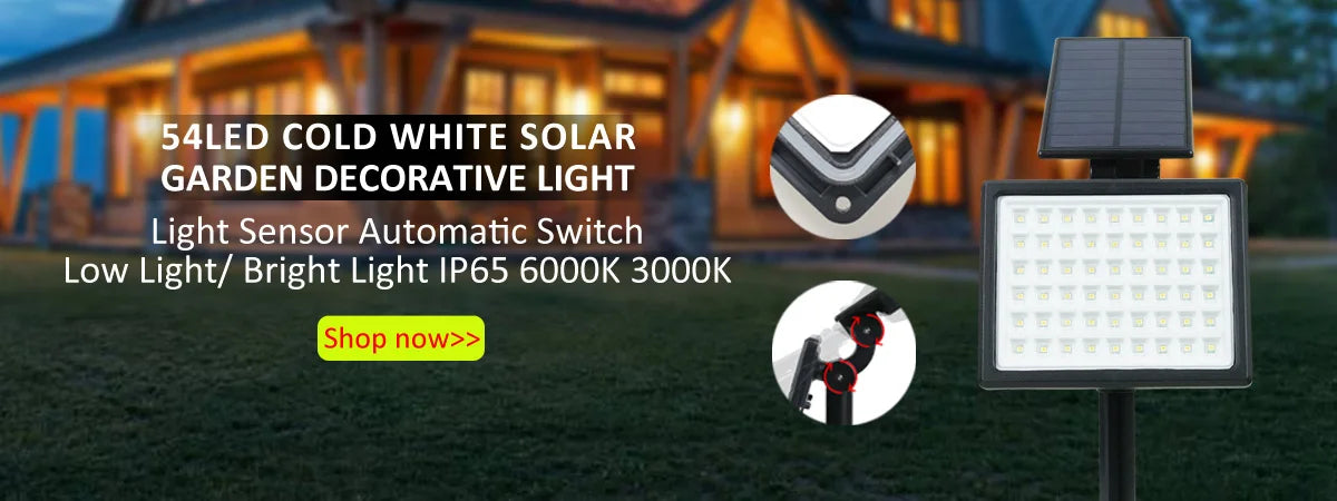 T-SUNRISE LED Solar Light, Automated solar-powered garden light with adjustable brightness adjusts to low or bright mode depending on sunlight.