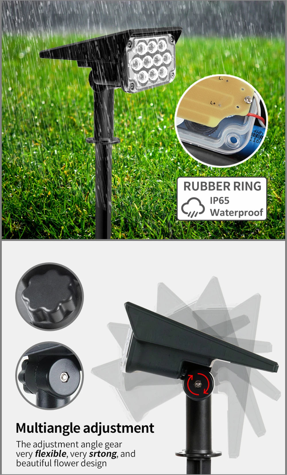 T-SUN 1pc/2pc/4pcs Adjustable Solar Spotlight, Waterproof, adjustable, and sturdy camera tripod with floral design.