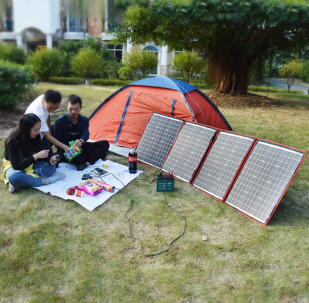 Dokio Flexible Foldable Solar Panel, Portable solar panel kit with flexible, foldable design for travel, phone, and boat use.