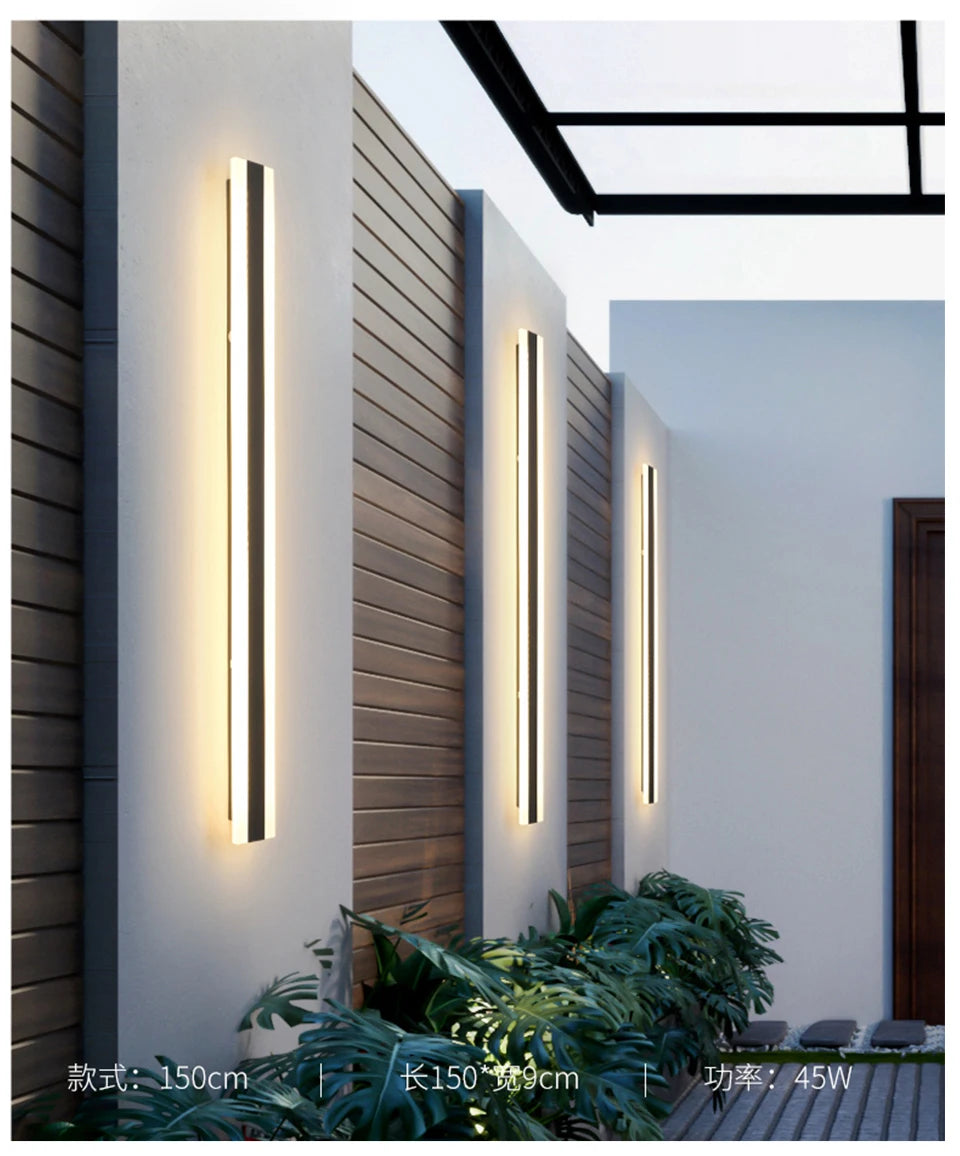 Waterproof outdoor wall lamp LED Long Wall light, ANCISTER waterproof outdoor LED wall lamp with modern design, 3-year warranty and IP65 protection.