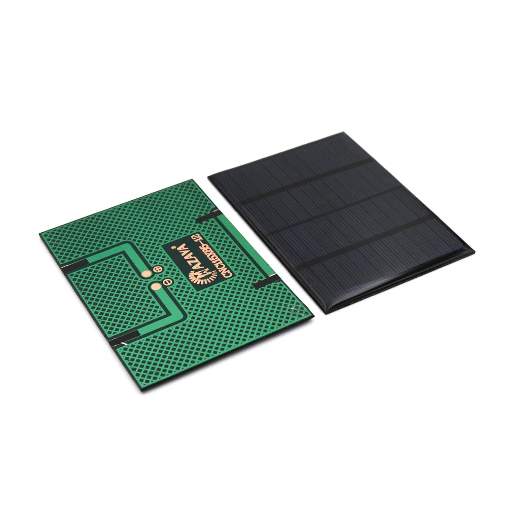 12V 1.5W Solar Panel, Compact 12V solar panel for DIY projects, toys, or charging small devices like 18650 batteries.