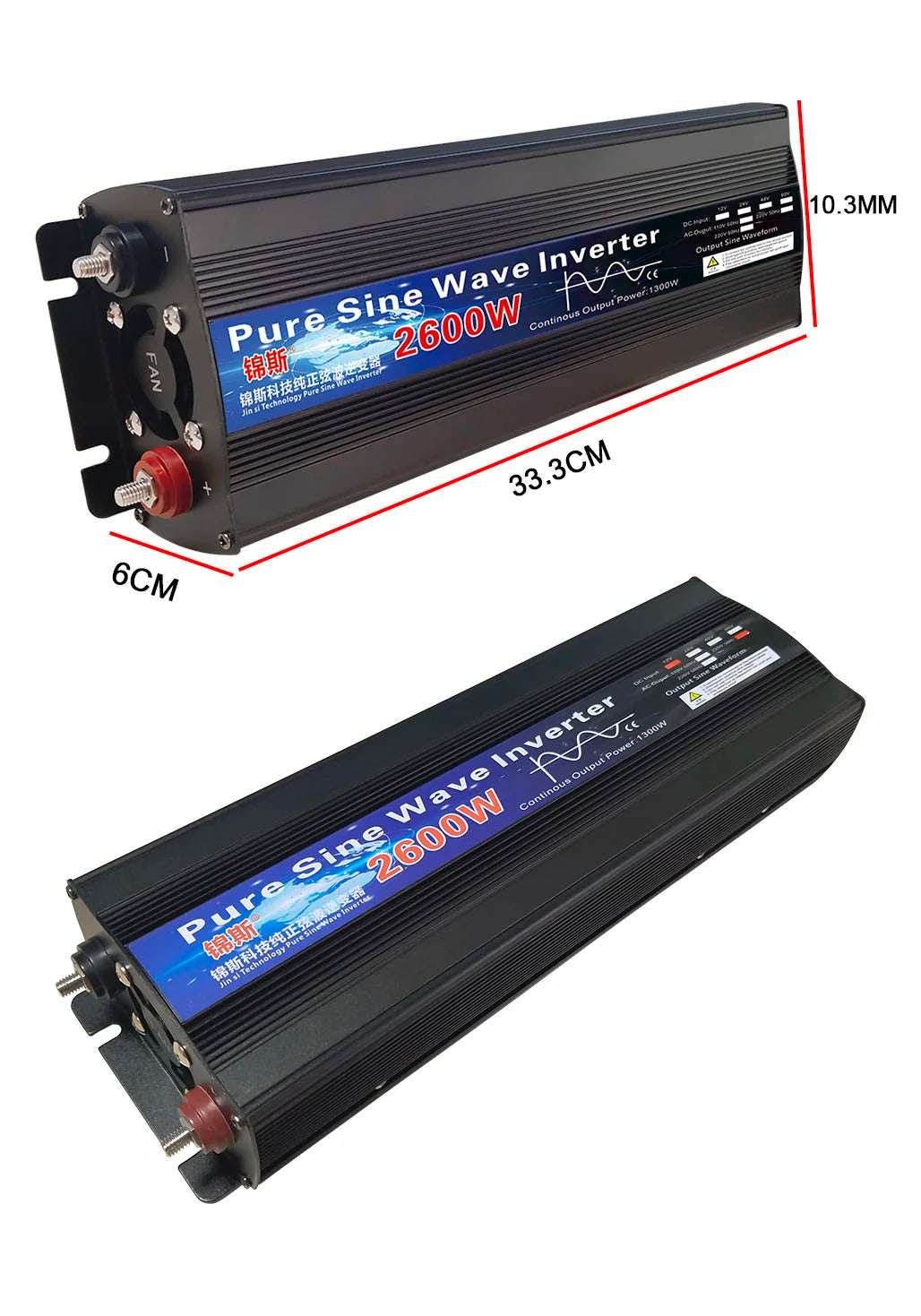 Pure sine wave inverter with adjustable power output and frequency options for home, car, and solar energy use.