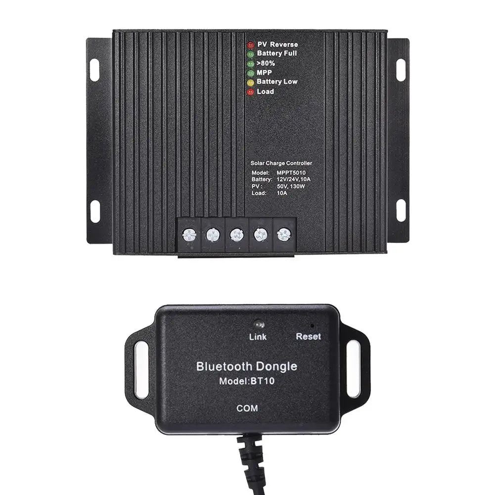 MPPT Solar Charge Controller, Solar charge controller for MPPT, Bluetooth connectivity, and compatible with various battery types.