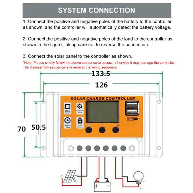 MPPT Solar Charge Controller, **System Connection:**