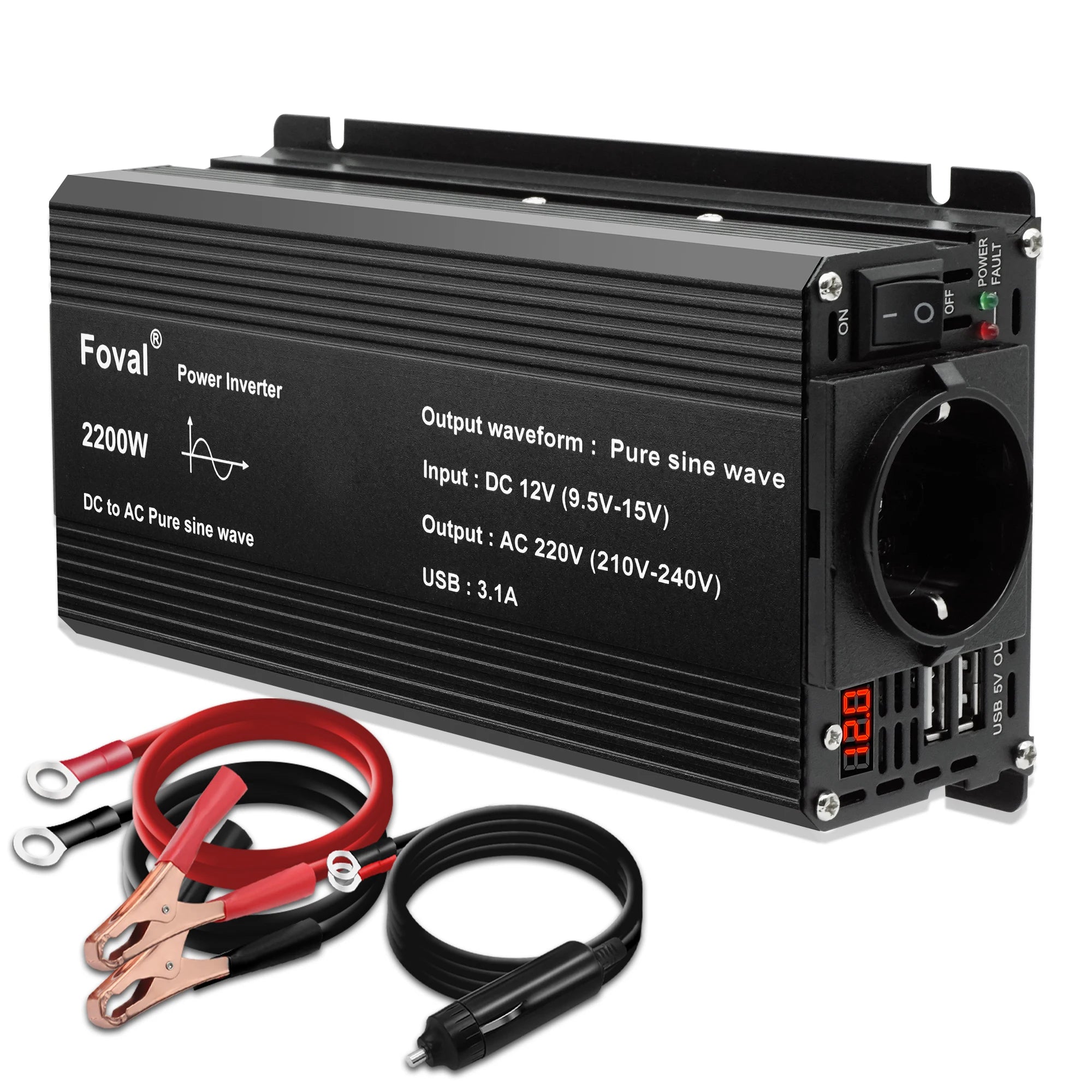 DC 12V to AC 220V Pure Sine Wave Inverter, Foval DC/AC Inverter: customizable, pure sine wave output, 1-200kW power, 50Hz frequency, CE certified.