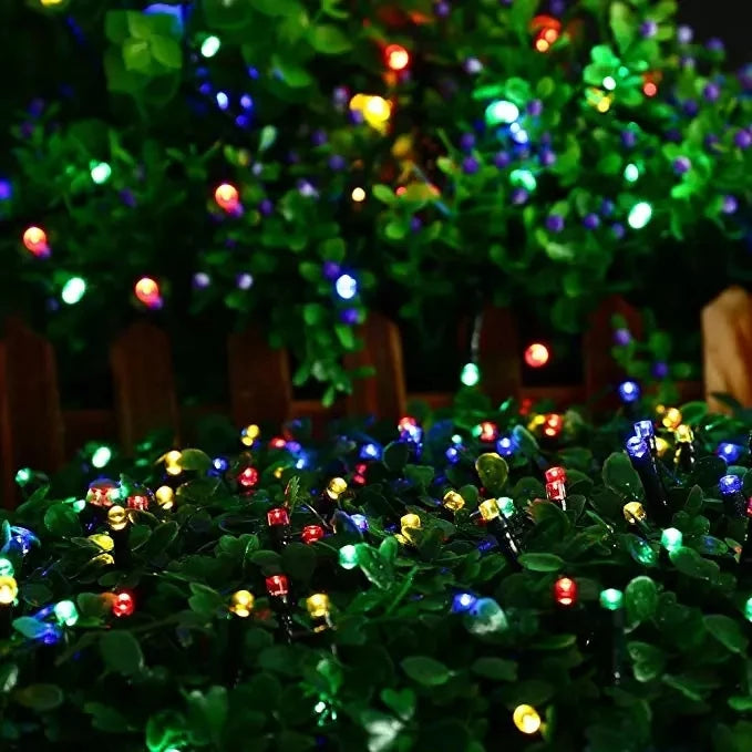 Outdoors Solar String Light, String lights with 300 LEDs, 8 modes, and waterproof design for outdoor use at events or homes.