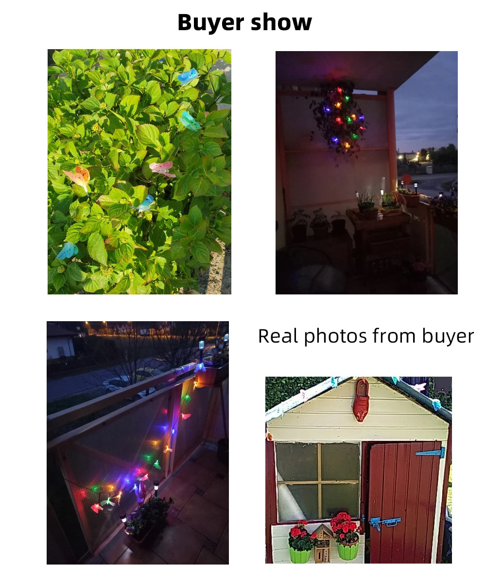 Garden Solar Lamp Butterfly String Light, Actual product images provided by buyers for your reference.