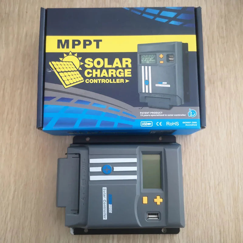 10A MPPT Solar Charge Controller, Solar charge controller with Wi-Fi and Bluetooth connectivity for monitoring and controlling solar charging.
