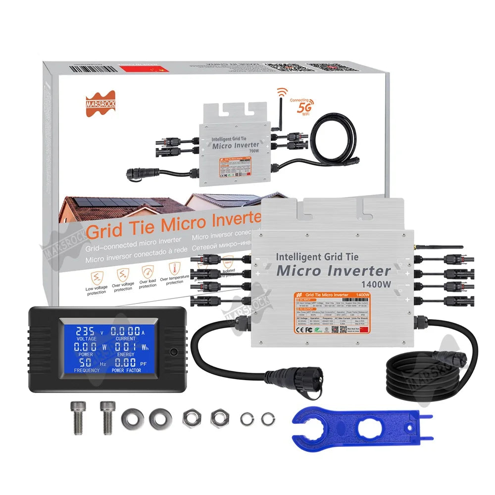 1400W IP65 Solar Grid Tie Micro Inverter, MARSROCH Micro Grid Tie Inverter: intelligent solar power converter with grid tie capabilities.