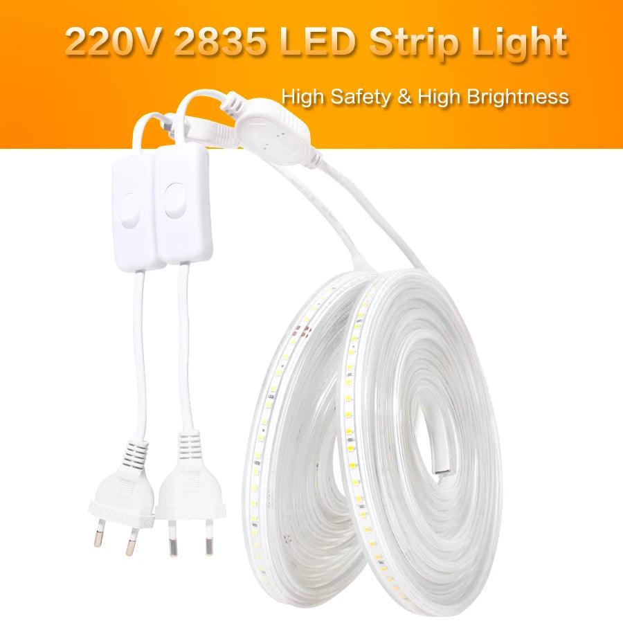 LED Strip Light, 220V LED Strip with High Safety and Brightness Features