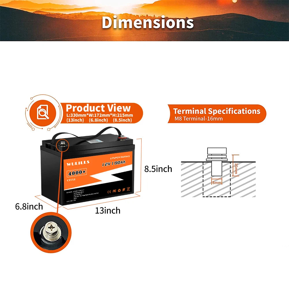 12V 100Ah Lithium Iron Phosphate Battery, 12V 100Ah Lithium Iron