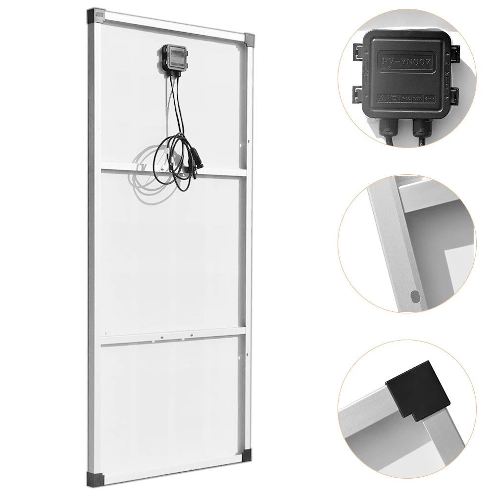 150W 18V Solar Panel, Pre-drilled holes for easy grounding ensure efficient operation.