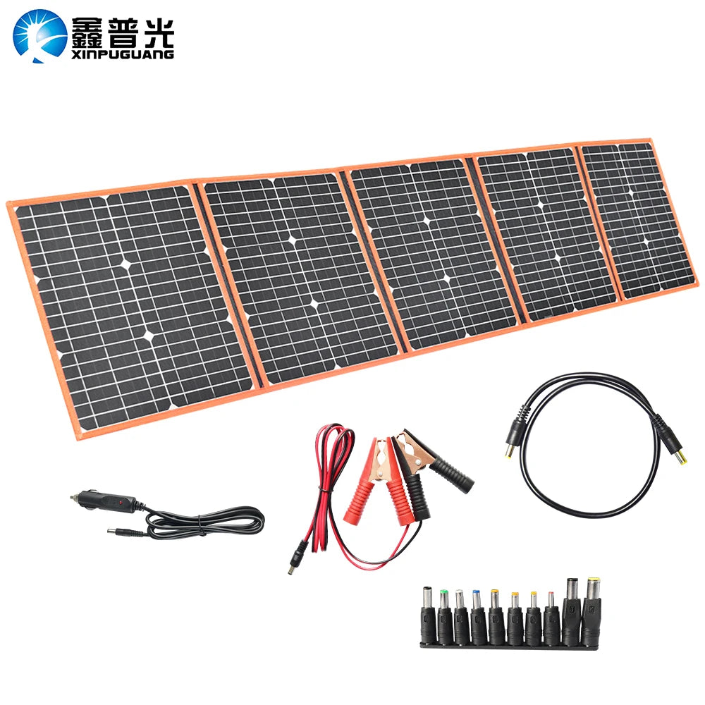 100W 80W 60W 40W Foldable Solar Panel, Portable solar charger kit for outdoor use, charging 12V batteries with dual USB/DC outputs (40-100W)