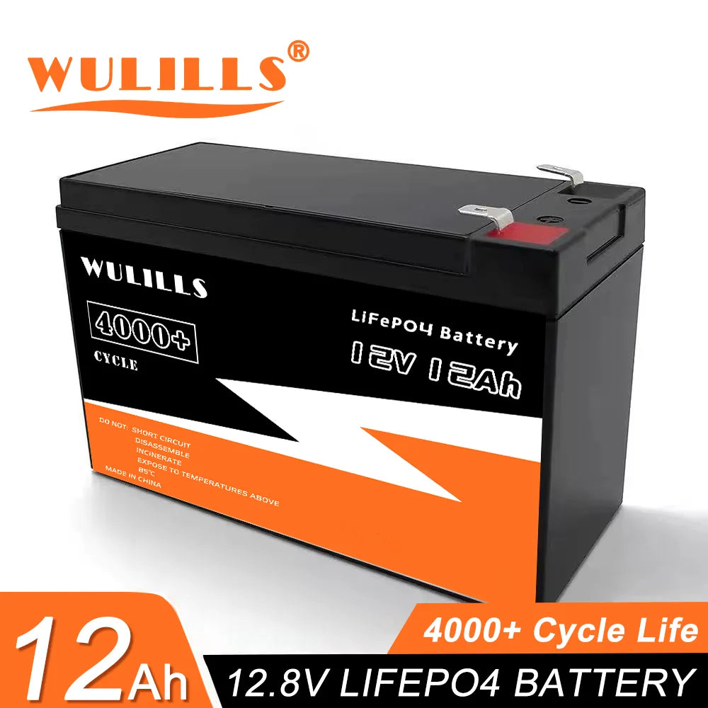 12V 12Ah LiFePo4 Battery, Reliable LiFePO4 battery pack with over 4000 cycle life and built-in BMS for safe use.