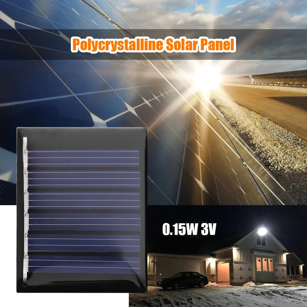 0.15W 3V Mini Solar Panel, Mini Solar Panel Set: 0.15W, 3V, for DIY lighting systems or charging modules.