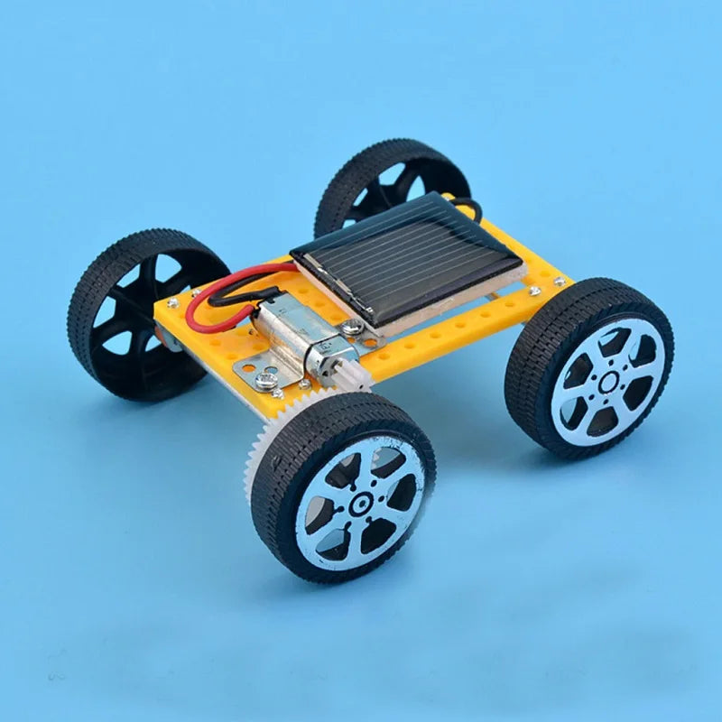 DIY Mini Solar Powered Toy, Mini solar-powered toy car for kids, assembled and powered by energy from the sun.
