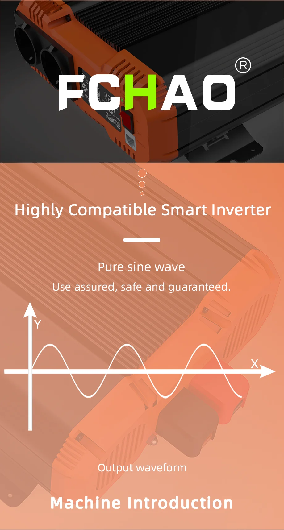 FCHAO 5000W Car Power Inverter, Pure sine wave inverter provides safe and reliable power output.