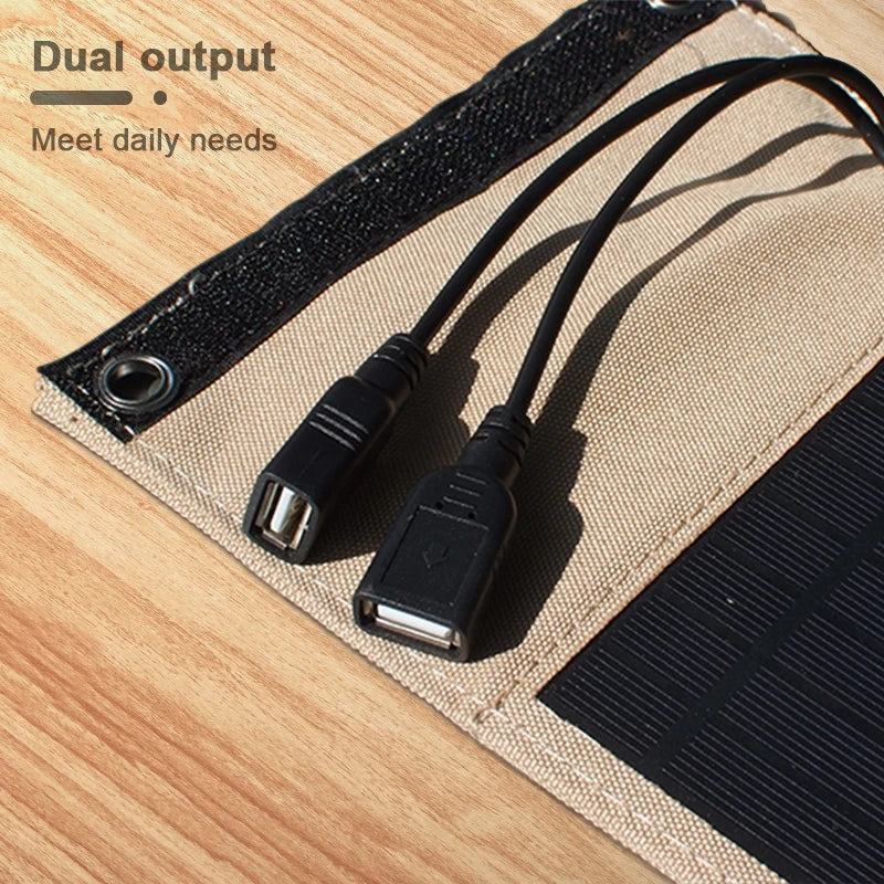 Foldable Portable Solar panel, Unplug USB cable and charge iPhone in sunlight to resolve 'not supported' error.