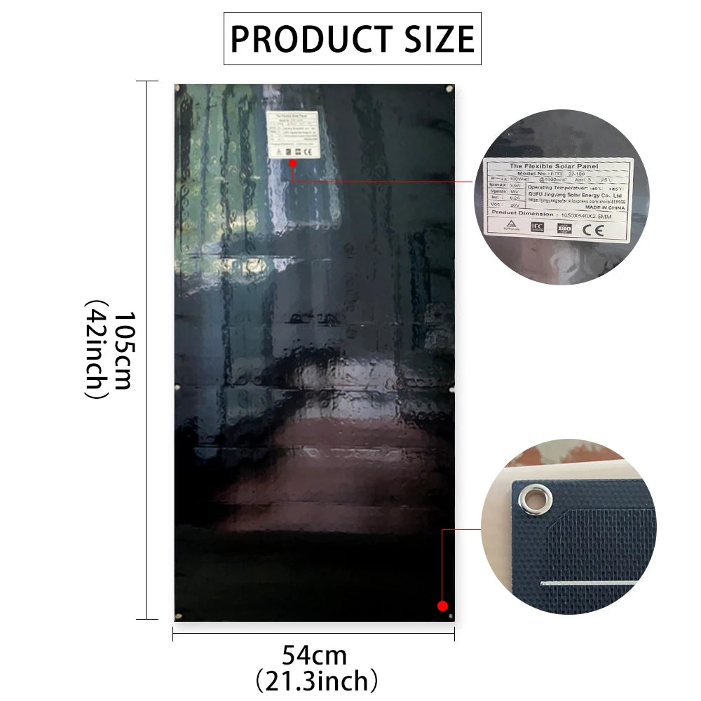 100W high efficiency wide application flexible solar panel