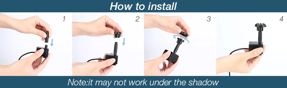 2.5W Solar Fountain, Installs easily; note: may not function well in shaded areas.