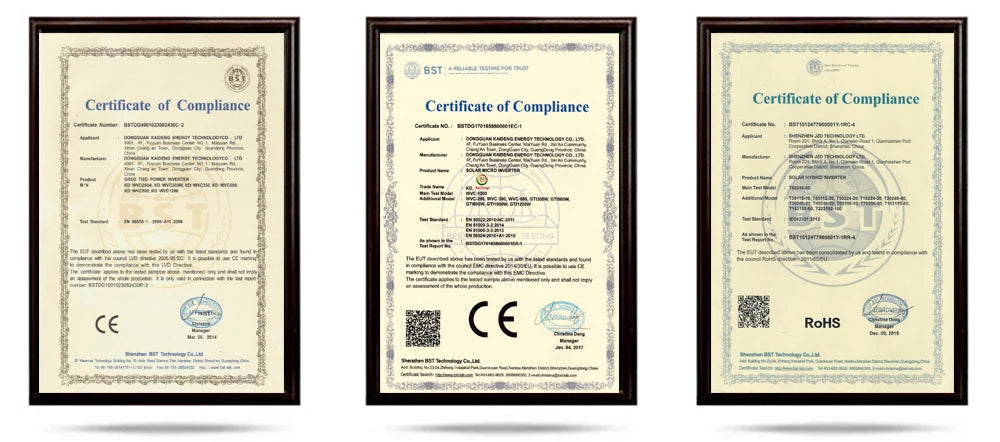 Wireless Micro Inverter, Meets regulatory standards for FCC, BST, RoHS, and EN/IEC electromagnetic compatibility.