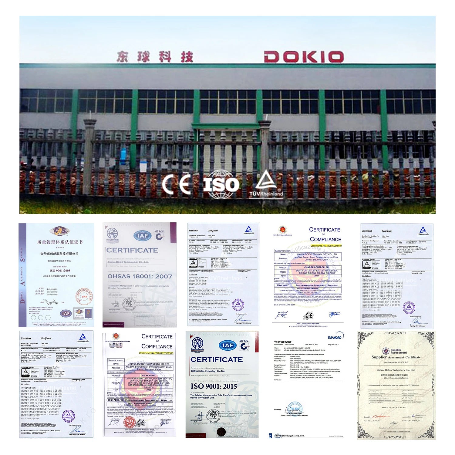 DOKIO 18V 100W 300W Portable Ffolding Solar Panel, Certified by DOKIO, our portable solar panels meet international quality and safety standards for reliability, durability, and sustainability.