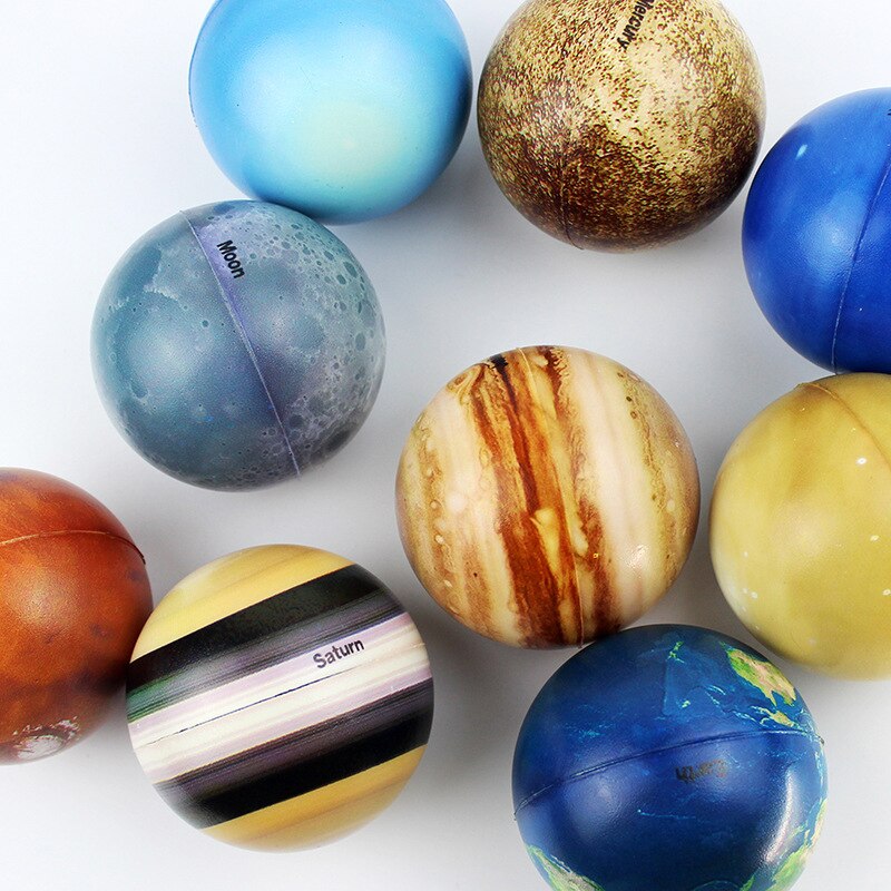 Children Eight Planets Bouncy Ball Stress Relief Toys Moon Solar System Education Science Decompression Squeeze Toy Teaching Aid