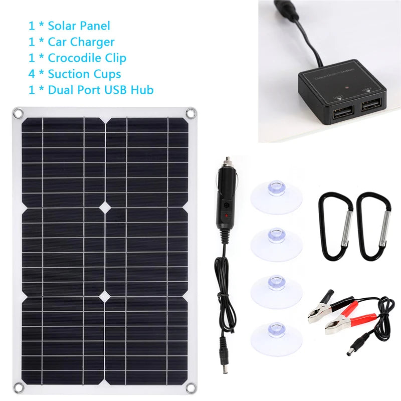 300W Solar Panel, Charges batteries for off-grid use, ideal for camping, gardening, or backup power.