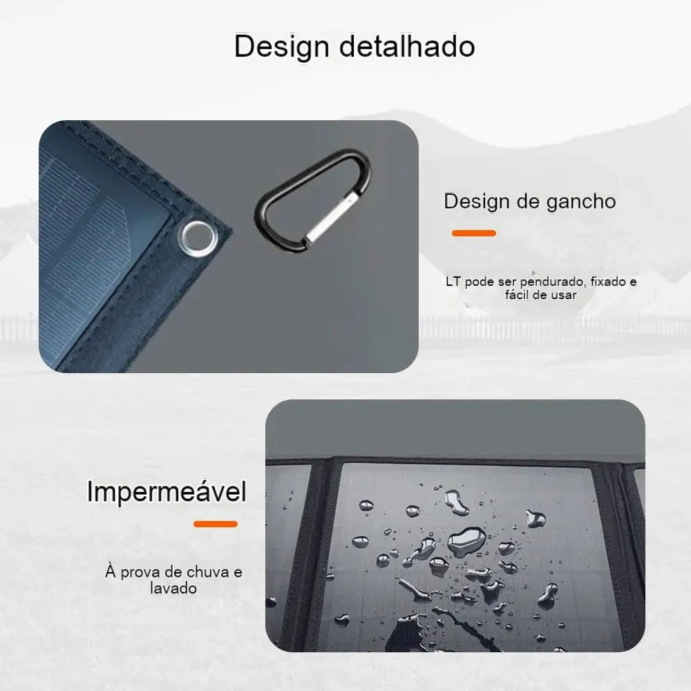 Painel solar de acampamento ao ar livre 12V 40W 21W dobrável portátil USB Carregador solar Power Bank DC 18V para os barcos de Motorhomes de turismo