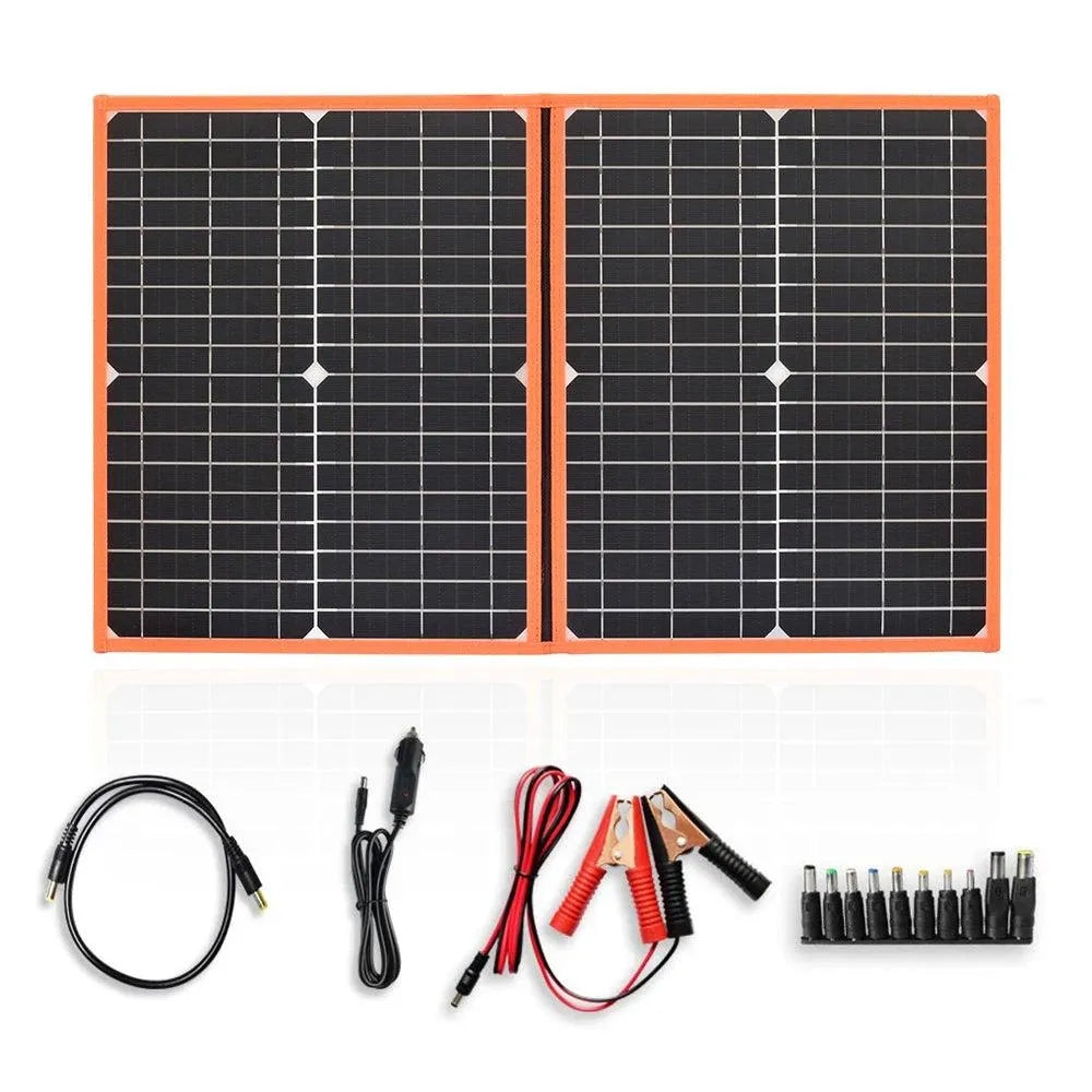 Panel solar plegable de 100W 80W 60W 40W, carga segura y eficiente con corriente máxima a 5.55a y corriente de cortocircuito a 6.11a.