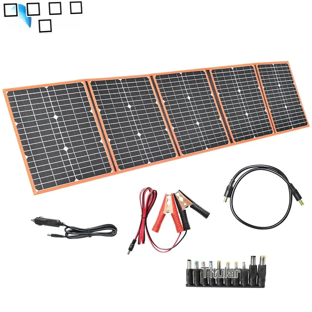 Panel solar plegable de 100W 80W 60W 40W, kit de cargador solar portátil para uso exterior, cargando baterías de 12 V con salidas USB/CC duales (40-100W)