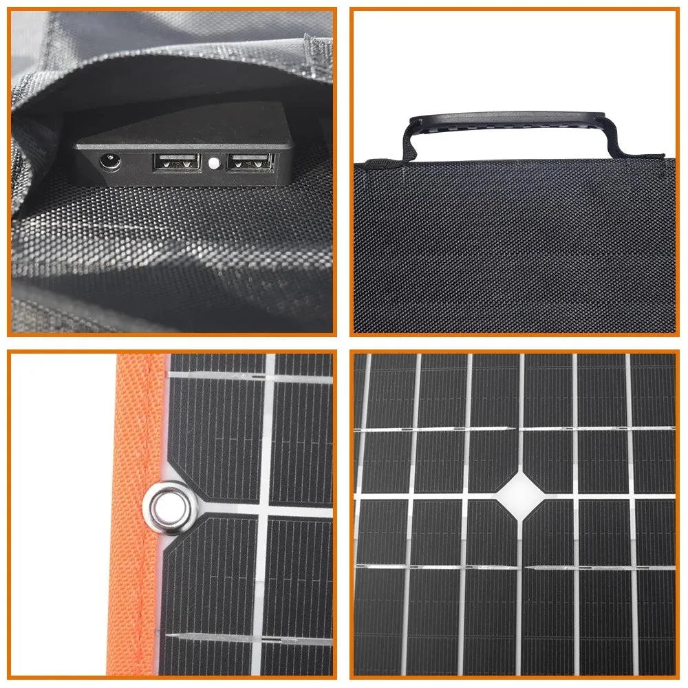 Panel solar plegable de 100W 80W 60W 40W, hecho con células de silicio monocristalinas para una conversión de energía eficiente.