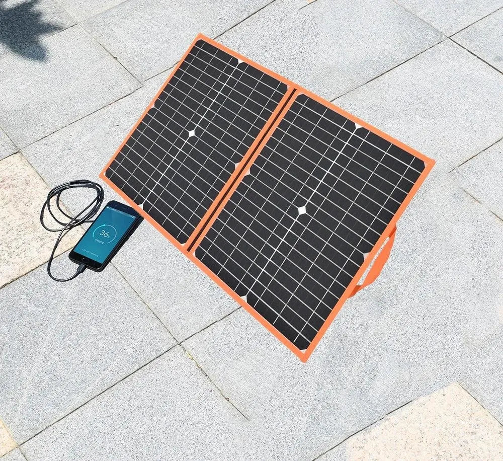 Panneau solaire pliable 100W 80W 60W 40W, fabriqué avec des cellules de silicium monocristallin de haute qualité pour une conversion d'énergie efficace.