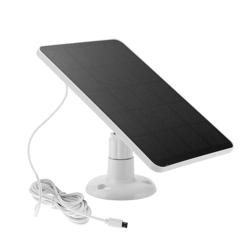 Portable, waterproof solar panel charges cameras, lights, and devices via USB-C or Micro-USB.