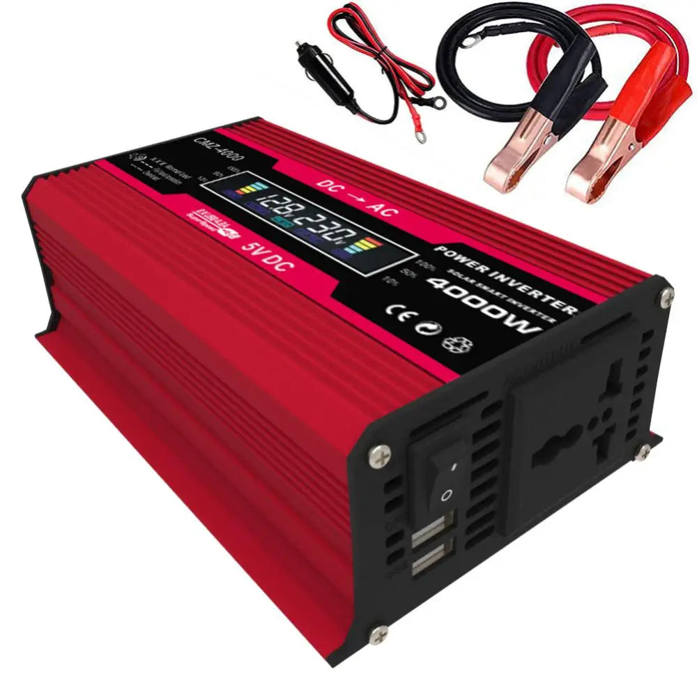Car Pure Sine Wave Inverter, Portable charger with dual USB and AC outlets for fast charging multiple devices.