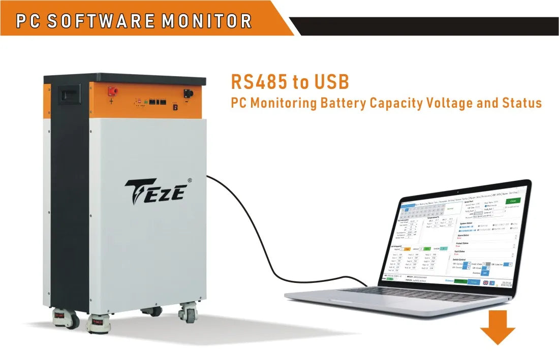 High-capacity home battery with 48V, 15KWh capacity and smart safety features for solar-powered backup and energy independence.