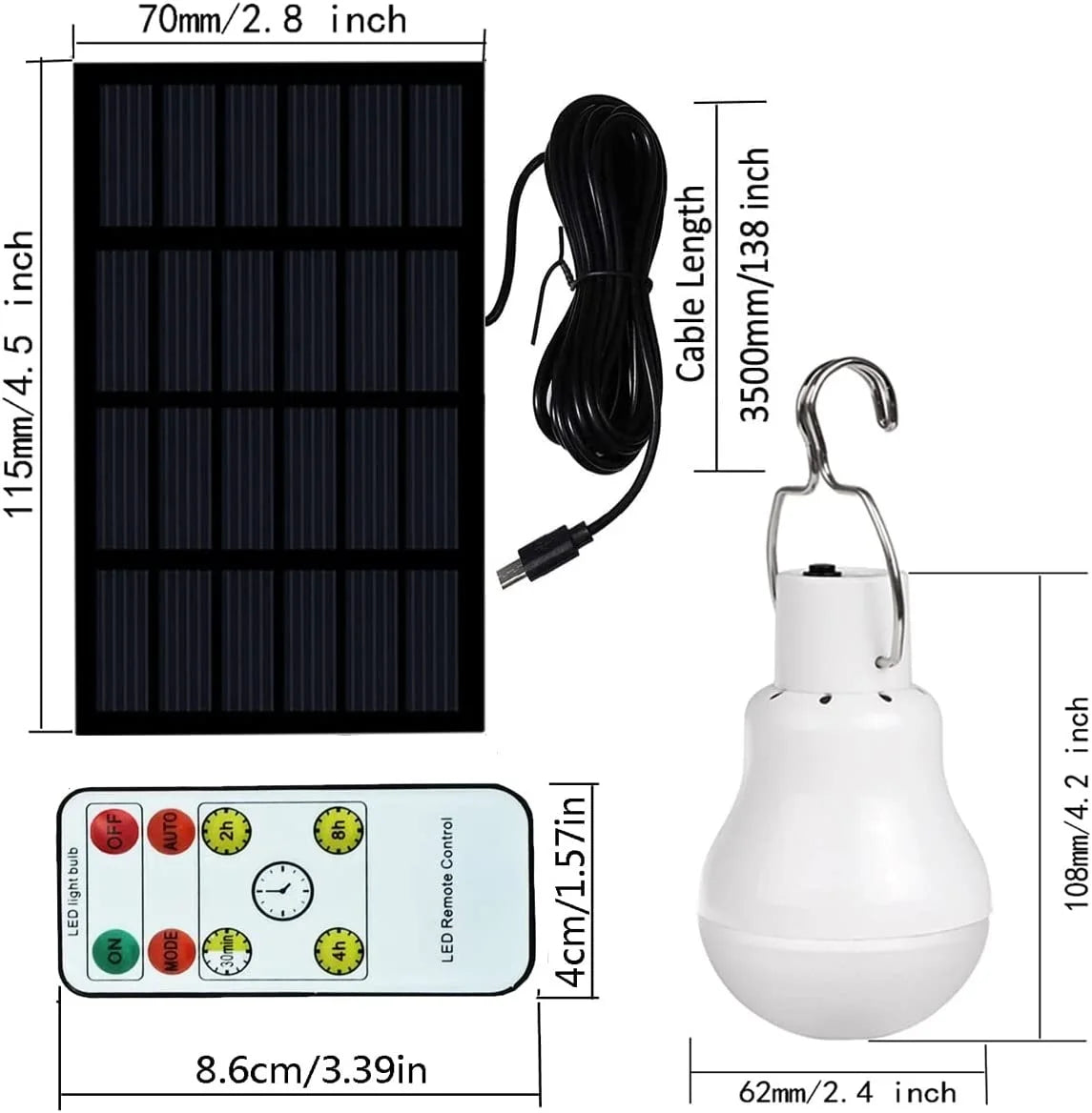 LED Solar Bulb Light, Waterproof solar-powered lamp with USB charging, ideal for outdoor use during emergencies or power outages.