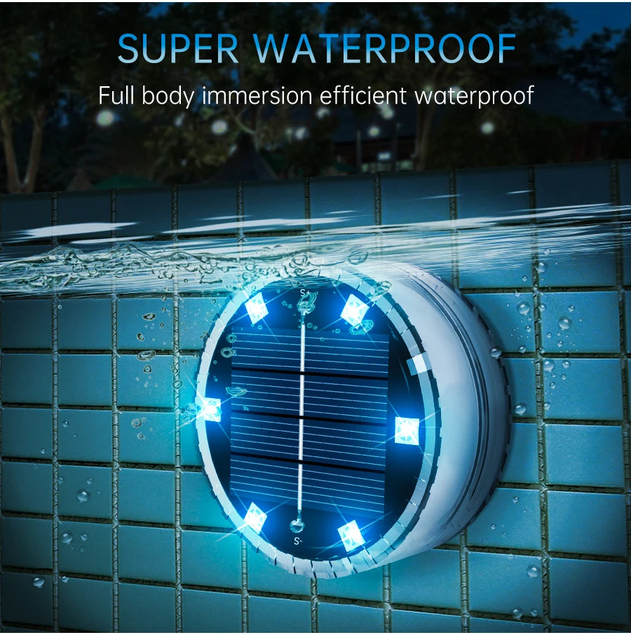 Solar LED Pool Light, Totally waterproof for full-body immersion, ensuring efficient performance.