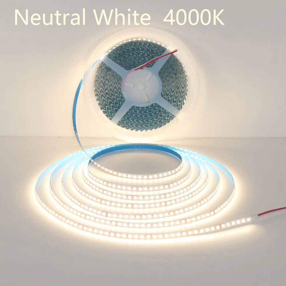 Flexible, cuttable LED strip with 120 LEDs per meter, 20 meters long.