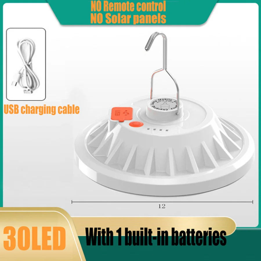 60LED Solar Camping Light, Off-grid lantern with 60 LEDs and 3 brightness levels, no rechargeable option.