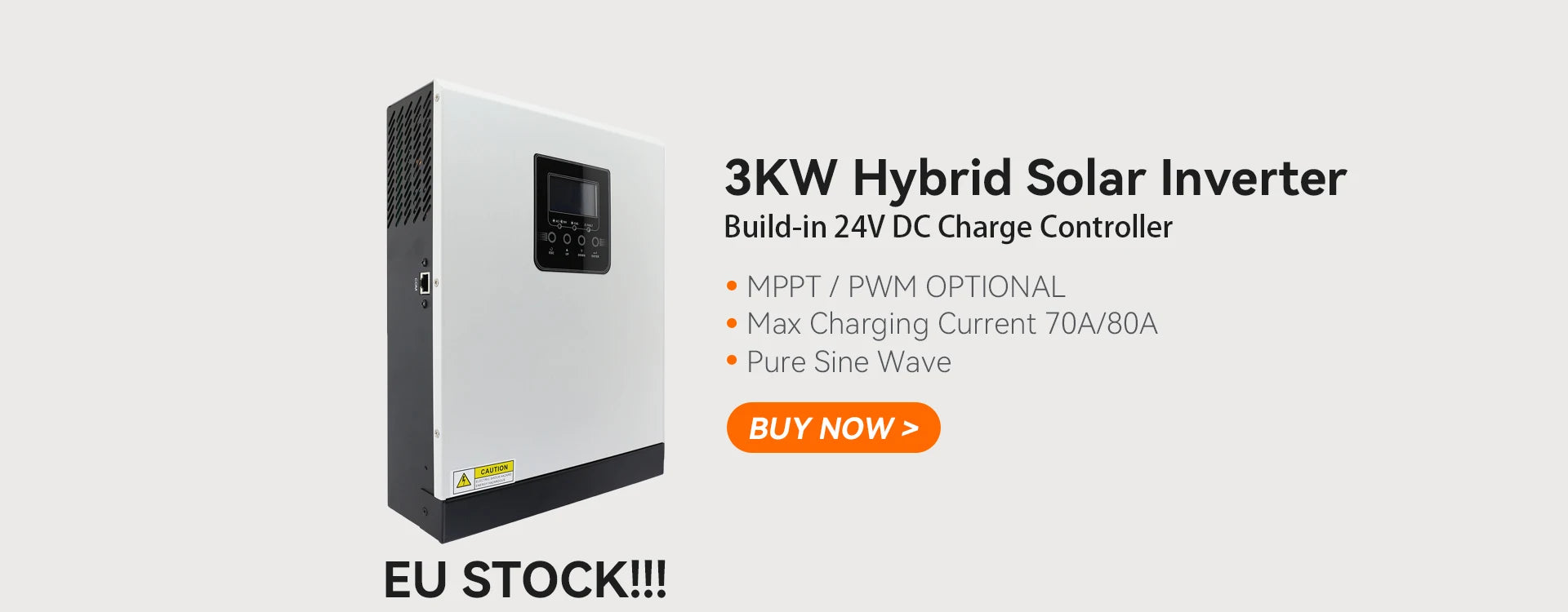 PowMr Hybrid Solar Inverter, Hybrid solar inverter with MPPT charger, pure sine wave output, and optional PWM control, available now.