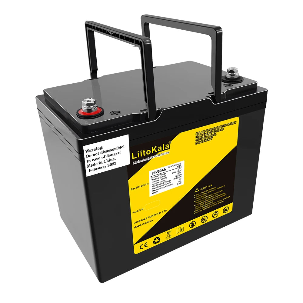 LiitoKala 24V 30Ah 40Ah lifepo4 battery, Handle with care: do not disassemble, expose to water/temperature extremes, or physically damage this Lithium-ion battery.