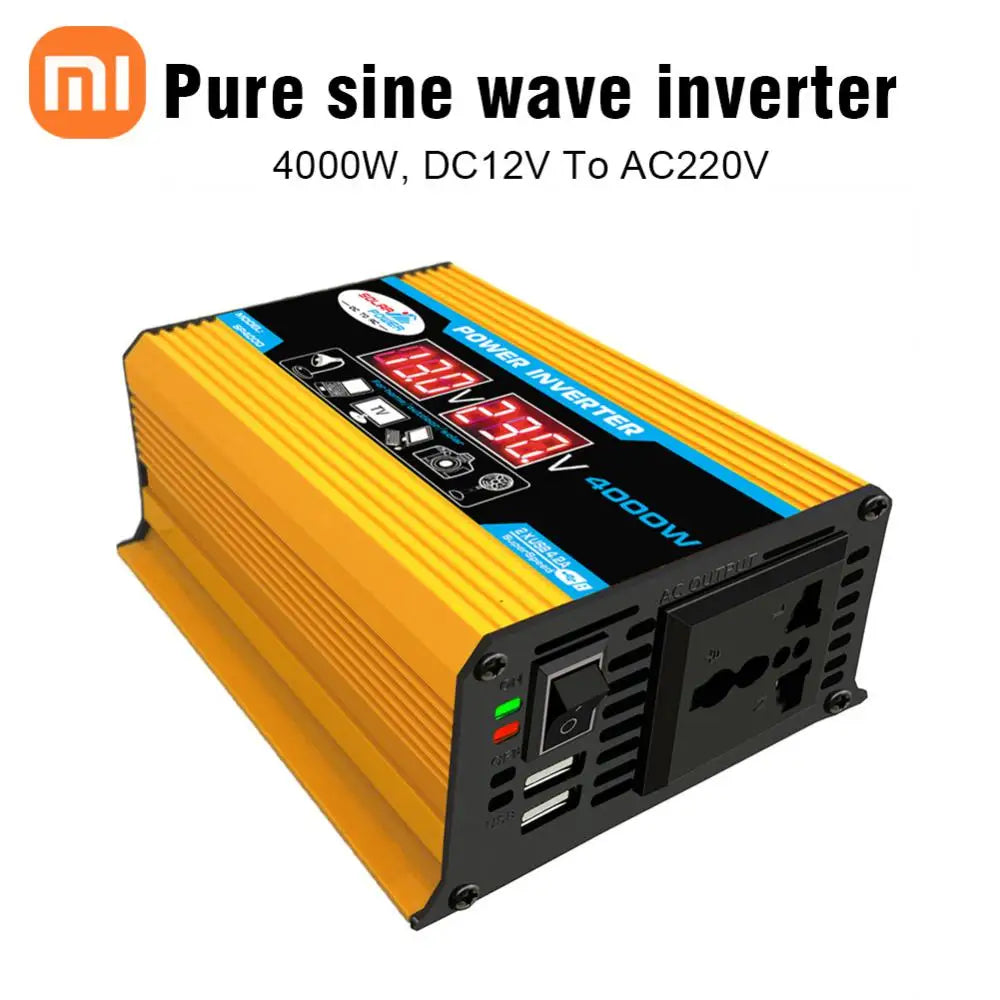 XIAOMI Inverter, DC-AC converter: converts 12V DC to 220V AC, 4000W, suitable for various uses.