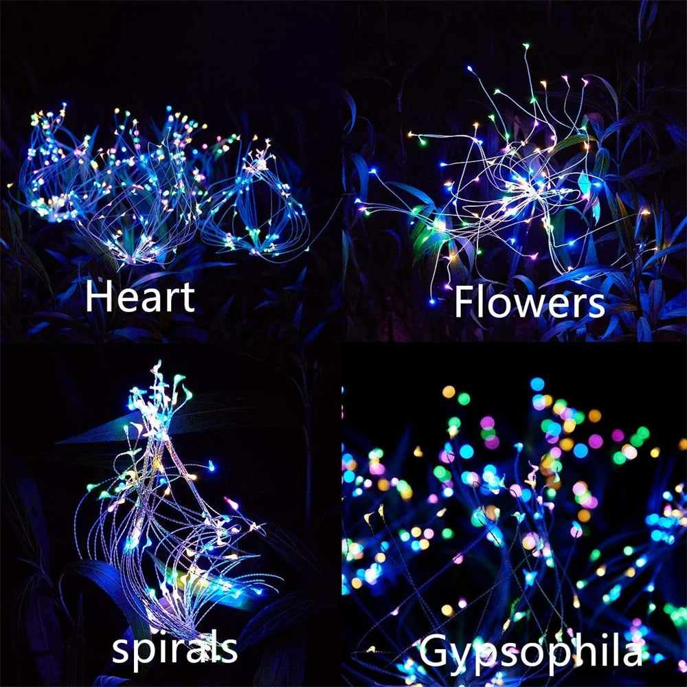Solar Firework Light, Heart Flowers spirals Gypsophila