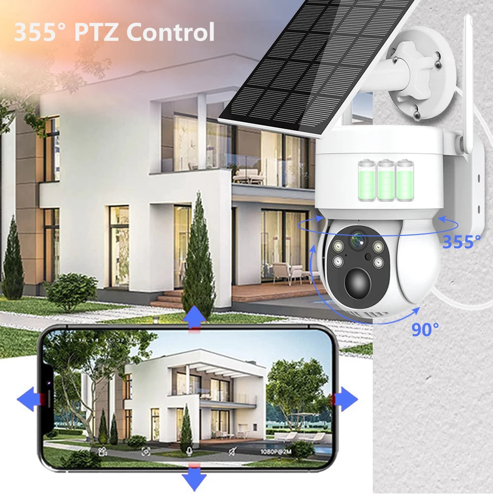 Solar Camera, Control PTZ camera using your phone or tablet with remote viewing and control.