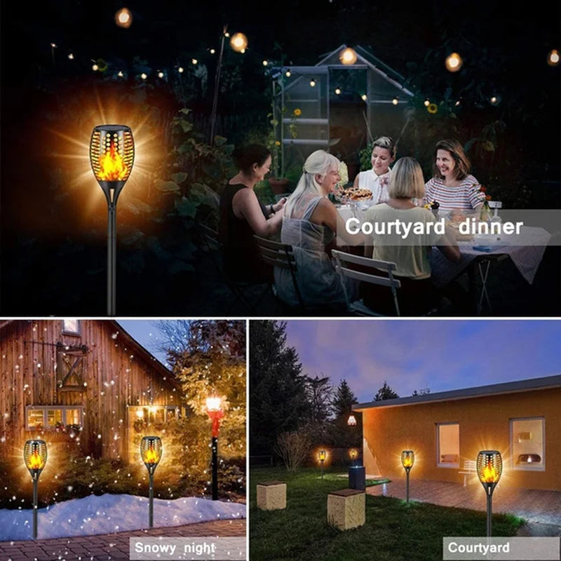 1/2/4/6/8/10/12Pcs Solar Flame Torch Light, Elegant courtyard ambiance for winter nights