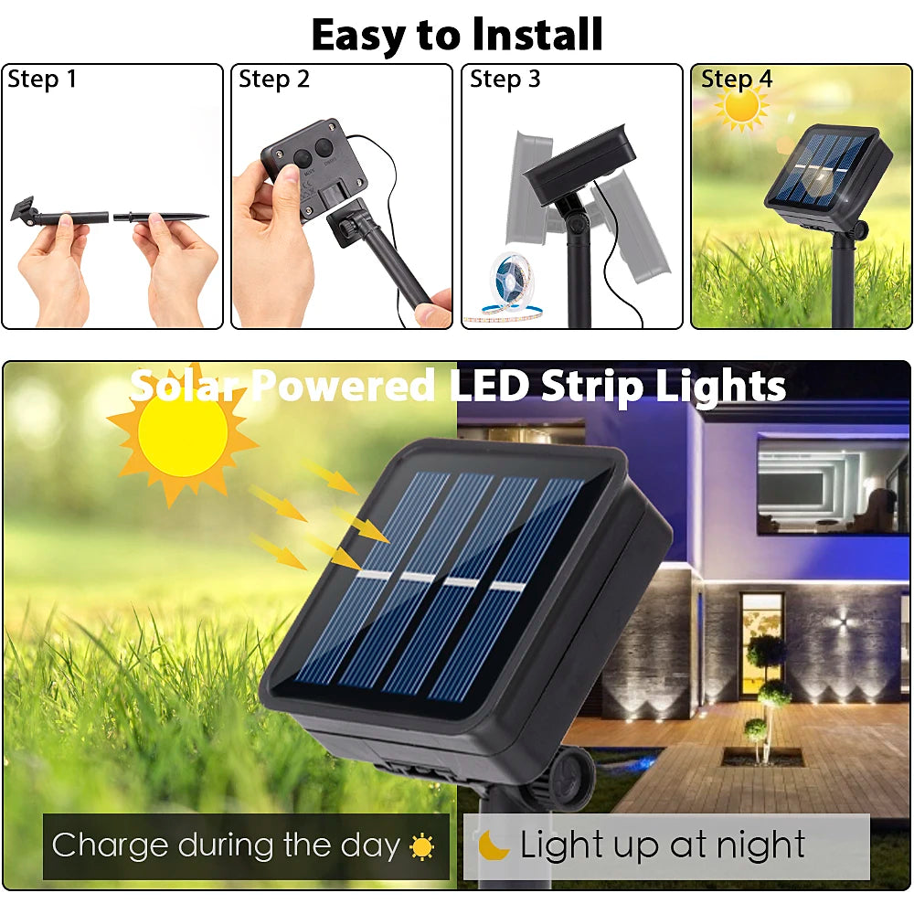 Solar Light, Easy installation: charges during day, illuminates at night with solar-powered LED lights.