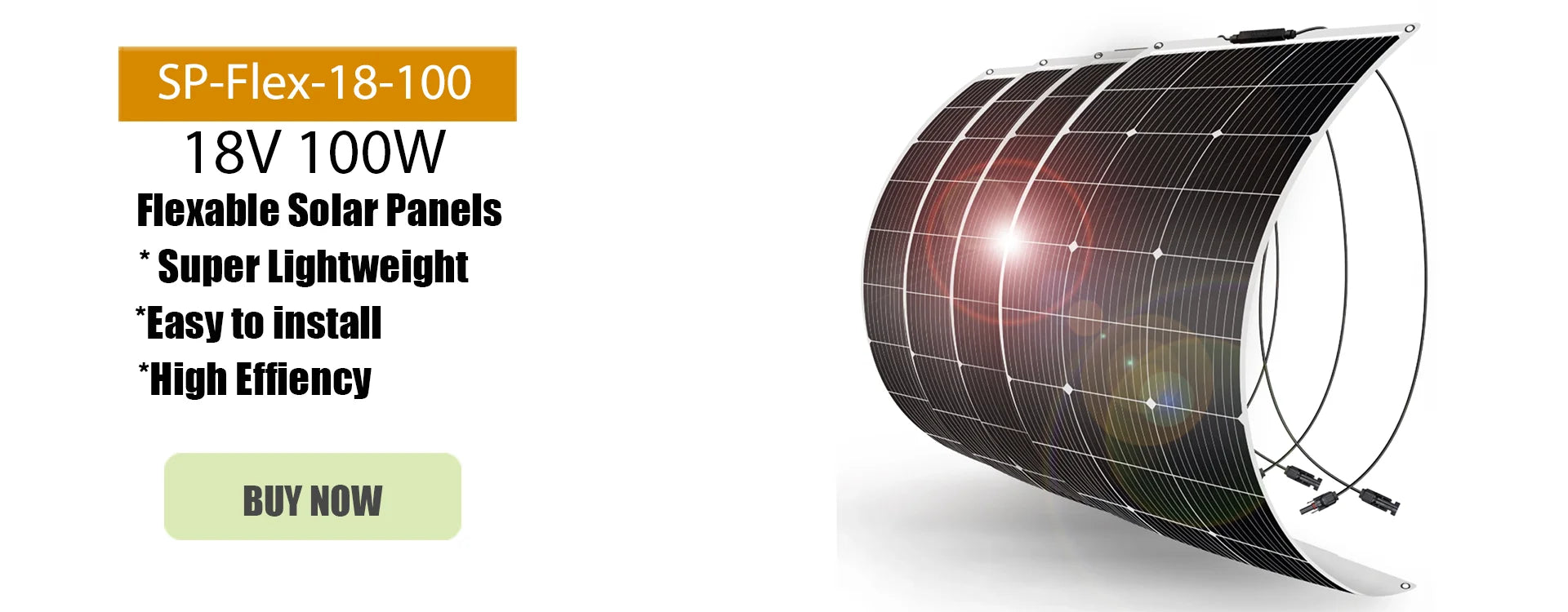 Compact and easy to install, this 18V 100W solar panel harnesses solar power.