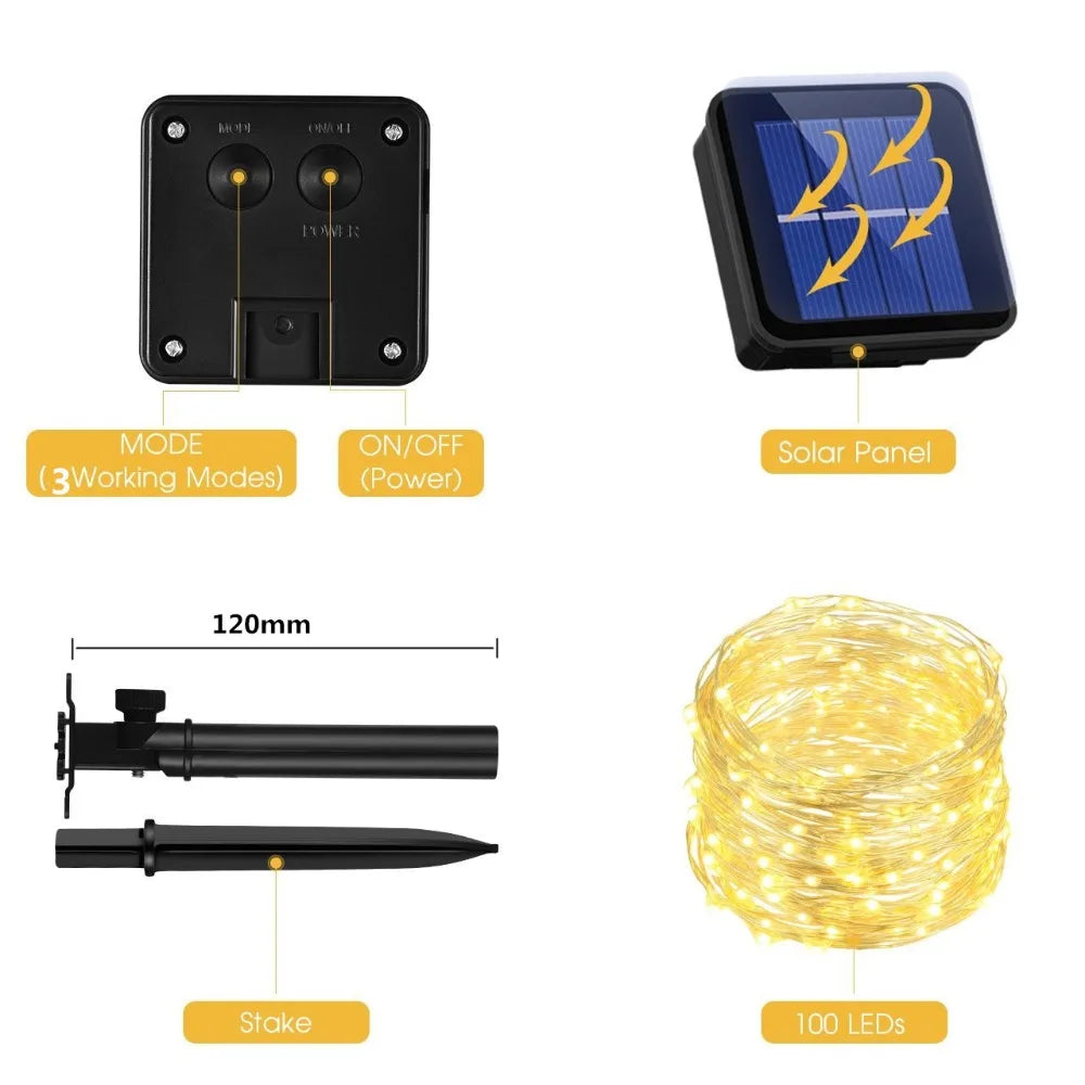 Solar Panel with LED Lights, ON/OFF Modes